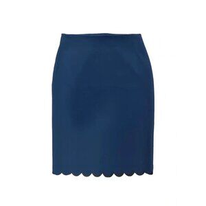 Scalloped Hem Knee Length Pencil Skirt